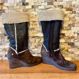 UGG Sandra Dark Brown Wedge Boots